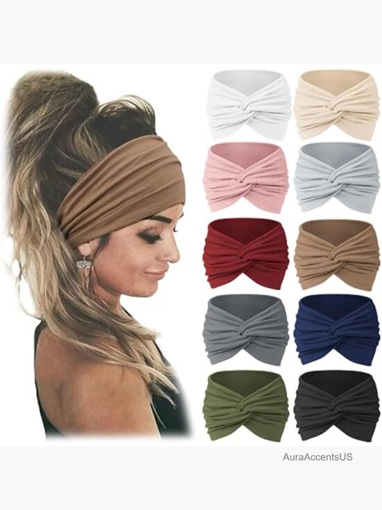 10 Pcs Stretch Knotted Wide Headbands for Women Workout Sport main image 4